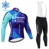 Fietskleding (Fietsshirt Lange Mouw + Lange Koersbroek) 2024 Decathlon Ag2r Winter Thermal Fleece - Blauw